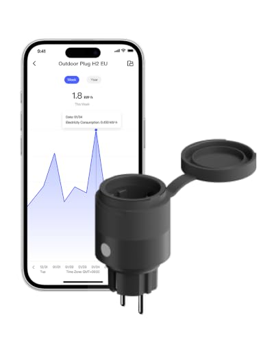 Aqara Außenstecker H2 EU, Matter, Thread/Zigbee,16A, Timer, Kindersicherung | Leistungsüberwachung, Überhitzungs- & Überlastschutz, IP44, kompatibel mit Apple Home, Home Assistant, Alexa, Google Home