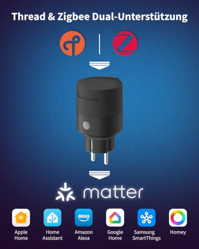 Aqara Außenstecker H2 EU, Matter, Thread/Zigbee,16A, Timer, Kindersicherung | Leistungsüberwachung, Überhitzungs- & Überlastschutz, IP44, kompatibel mit Apple Home, Home Assistant, Alexa, Google Home